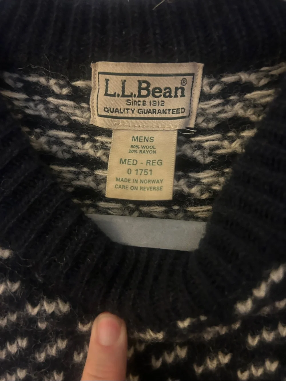 Damaged VTG  L.L.Bean Birdseye Wool Fisherman Sweater  grandpa Norway men